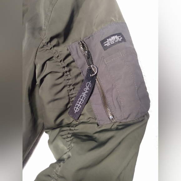 Pull & Bear Green Military Army Lined Bomber Jacket - Picture 7 of 12